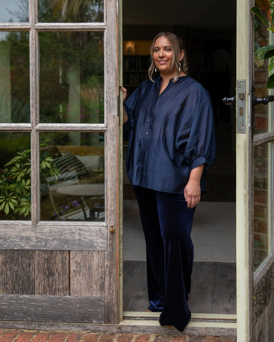 Chalk UK - Tabby navy velvet trousers