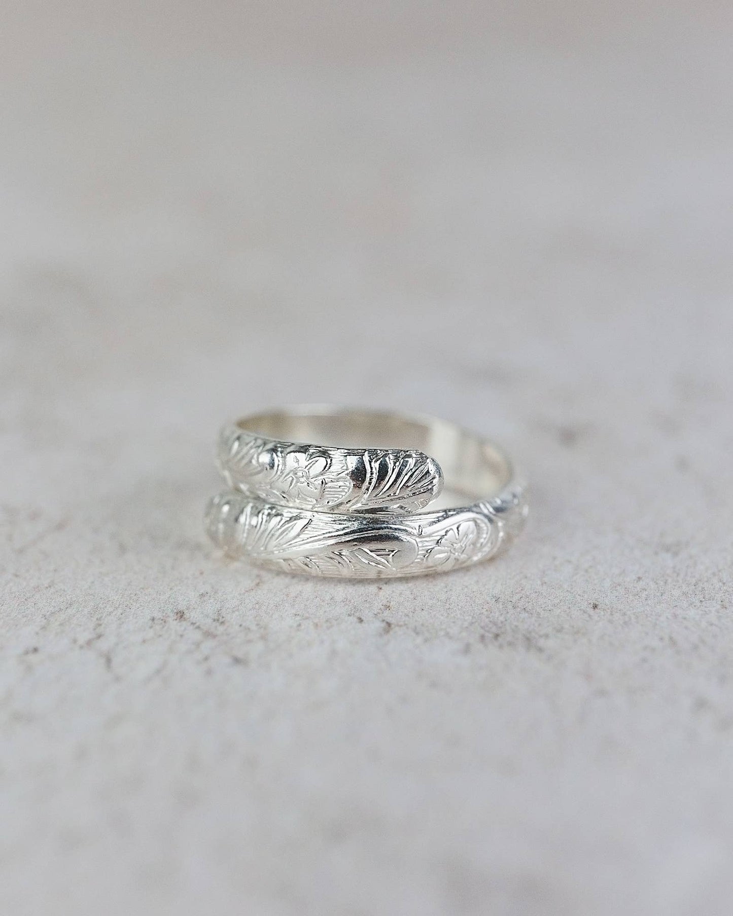 Lucy Kemp Jewellery - Sterling Silver Wrap Around Floral Thumb Ring