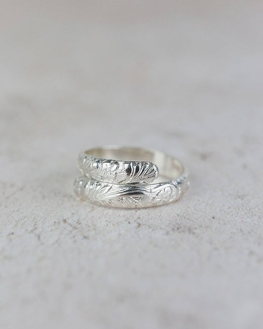 Lucy Kemp Jewellery - Sterling Silver Wrap Around Floral Thumb Ring