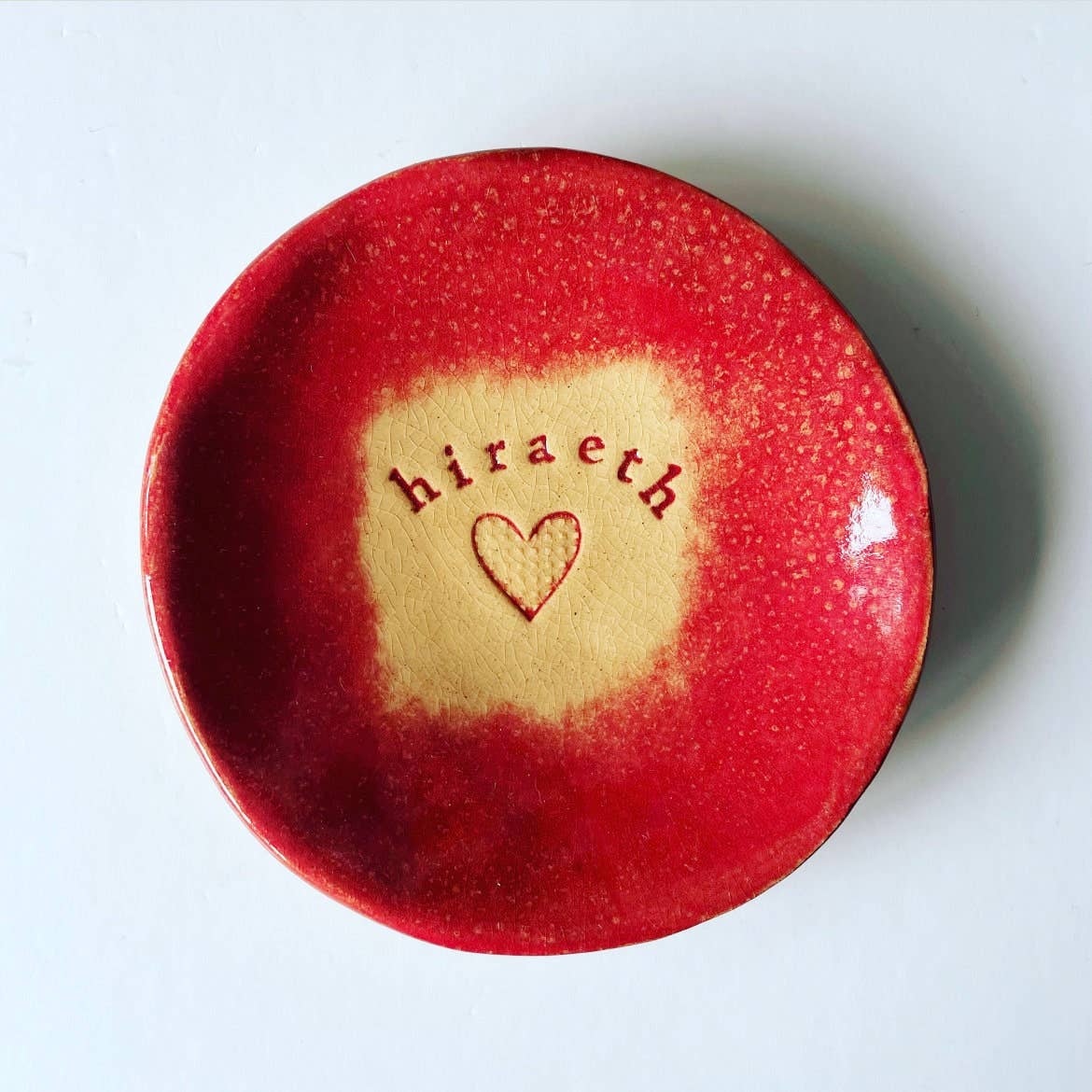 Hiraeth Ceramic Trinket Dish: Welsh Home Longing, Red Glaze