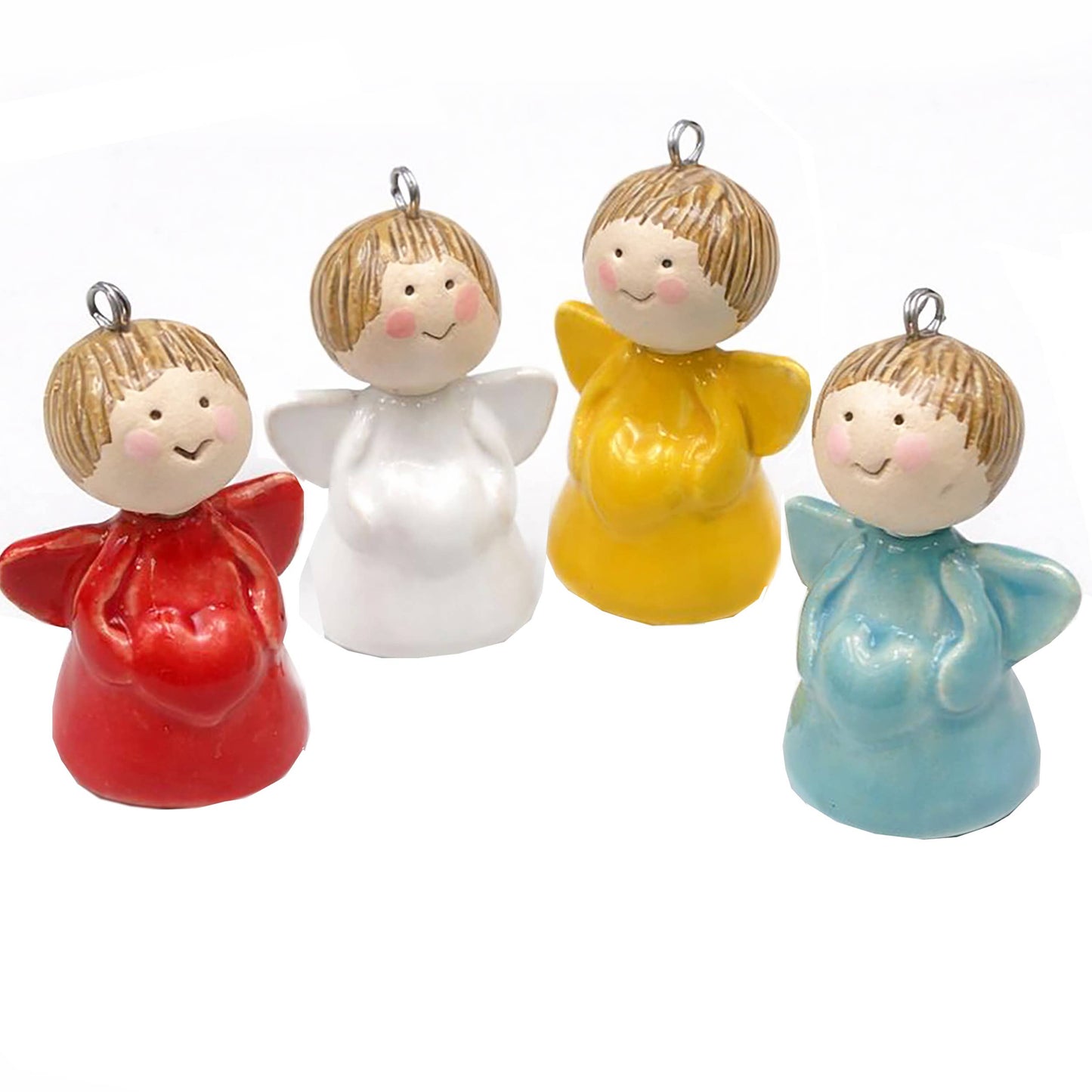 Hanging Mini Ceramic Heart Angels Handmade Decor