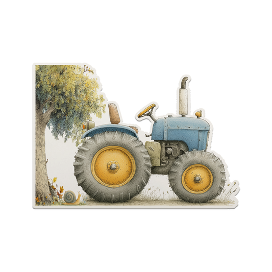Farm Greeting Card, Die-cut: 'Tractor and the Snail'