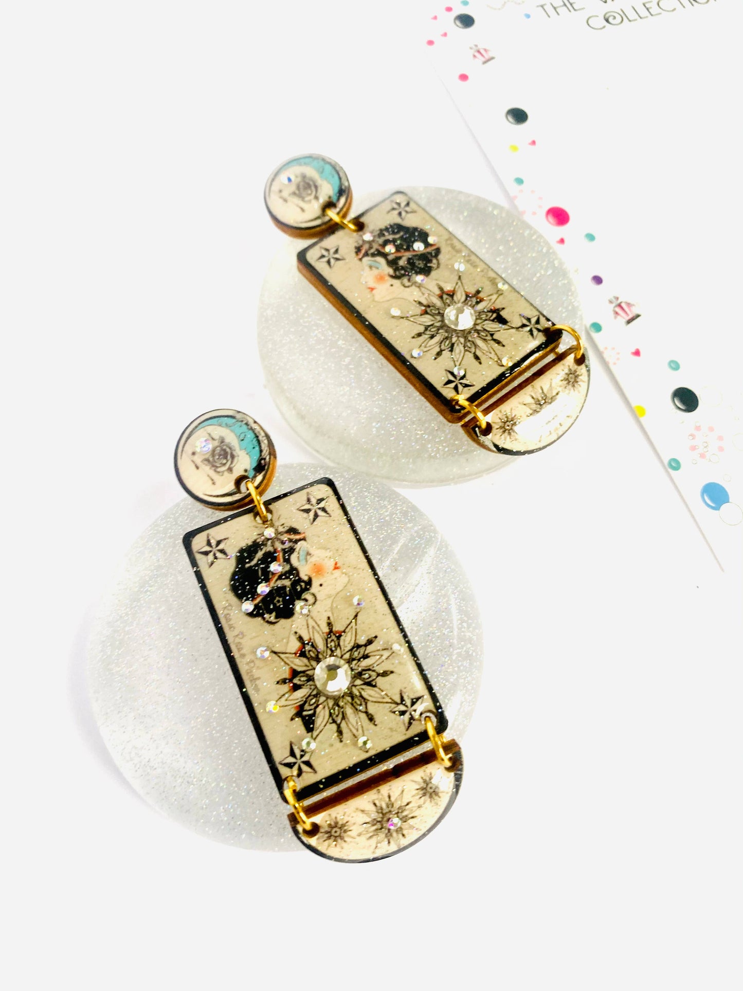 Retro inspired star and moon earrings celestial jewellery