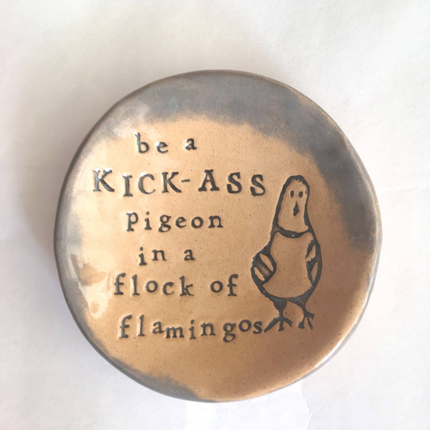Kick-Ass Pigeon Ceramic Dish – Handmade Trinket Dish
