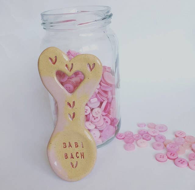 Handmade Ceramic Welsh Love Spoon - Babi Bach Gift