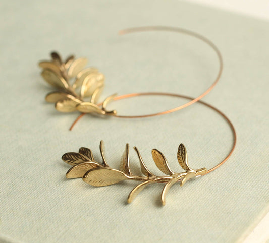 Silk Purse, Sow's Ear - Botanical Leaf Hoop Earrings