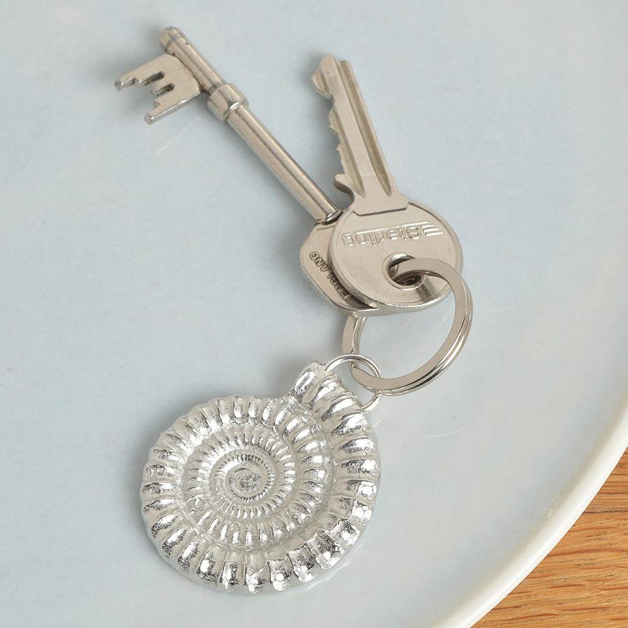 Ammonite Fossil Keyring English Pewter Geology Gifts