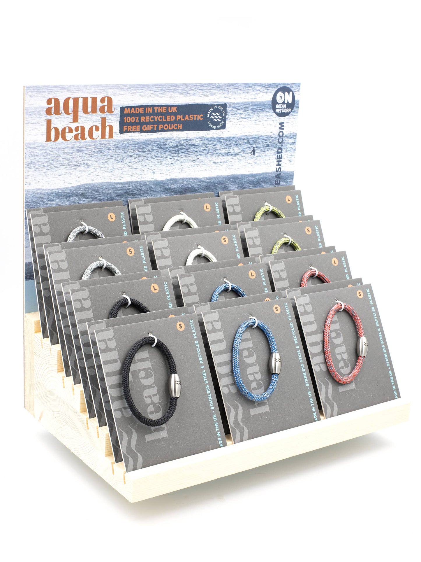 AQUA BEACH Magnetic Bracelet STAND PK-RECYCLED PLASTIC x 24 