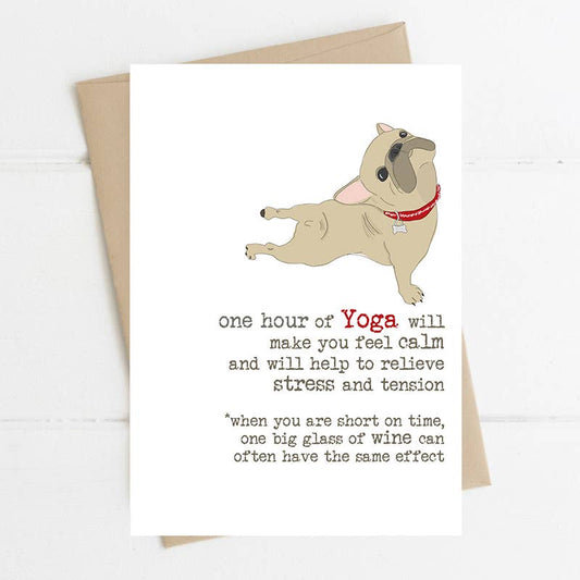 Yoga & Wine - Funny Greetings Card