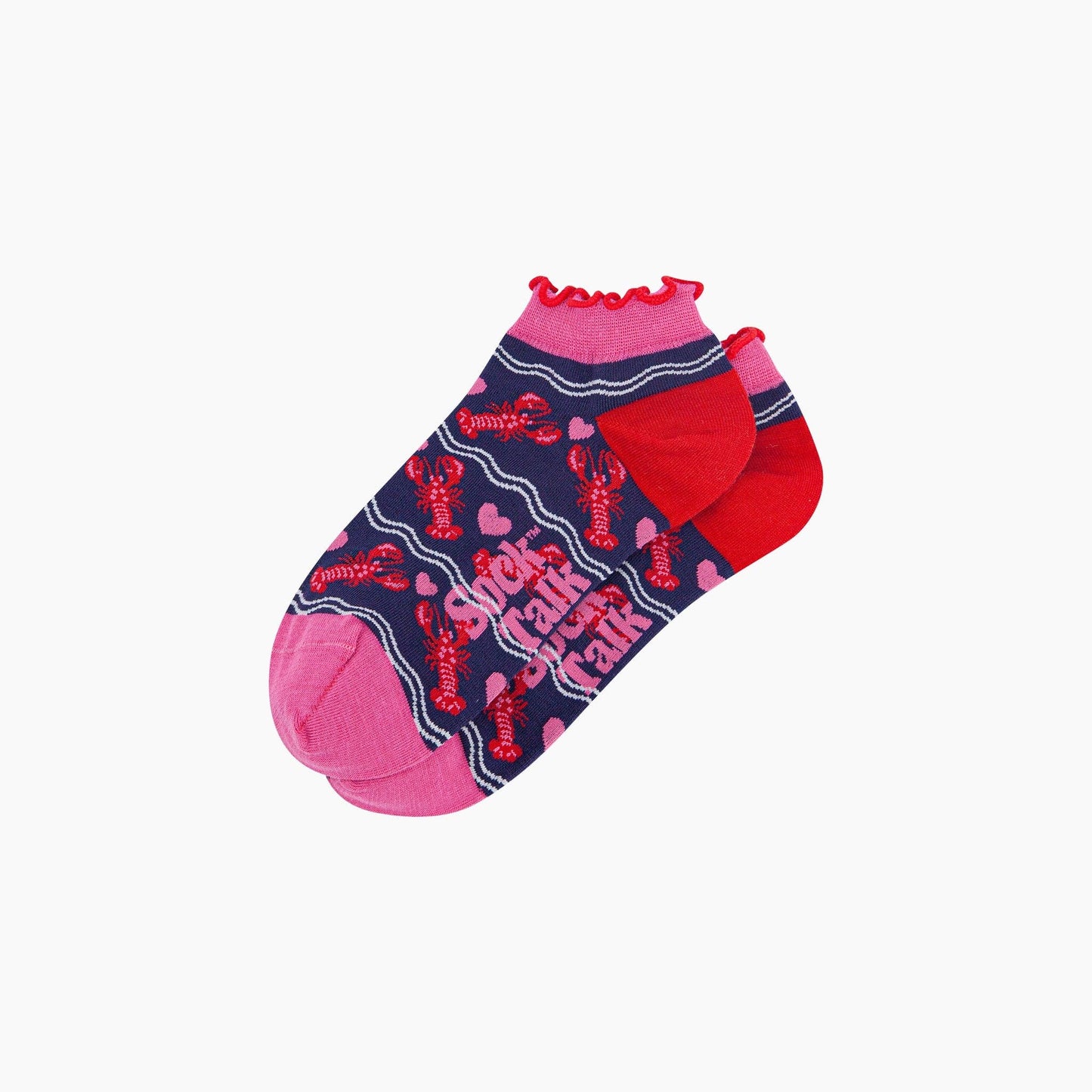 Lobsters in Love Bamboo Trainer Socks in Navy Blue