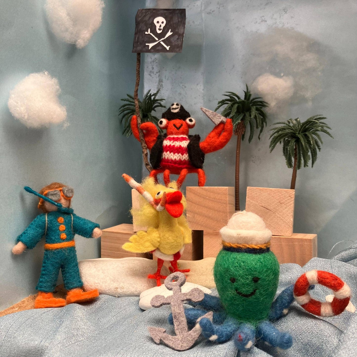 Handmade Felt Jolly Rodger the Crab Sealife Decoration