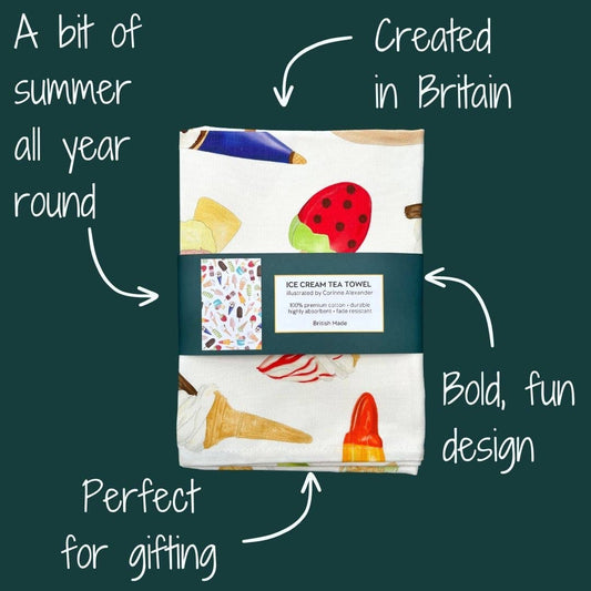 Ice Cream Tea Towel - British Made - Funny Kitchen Towel