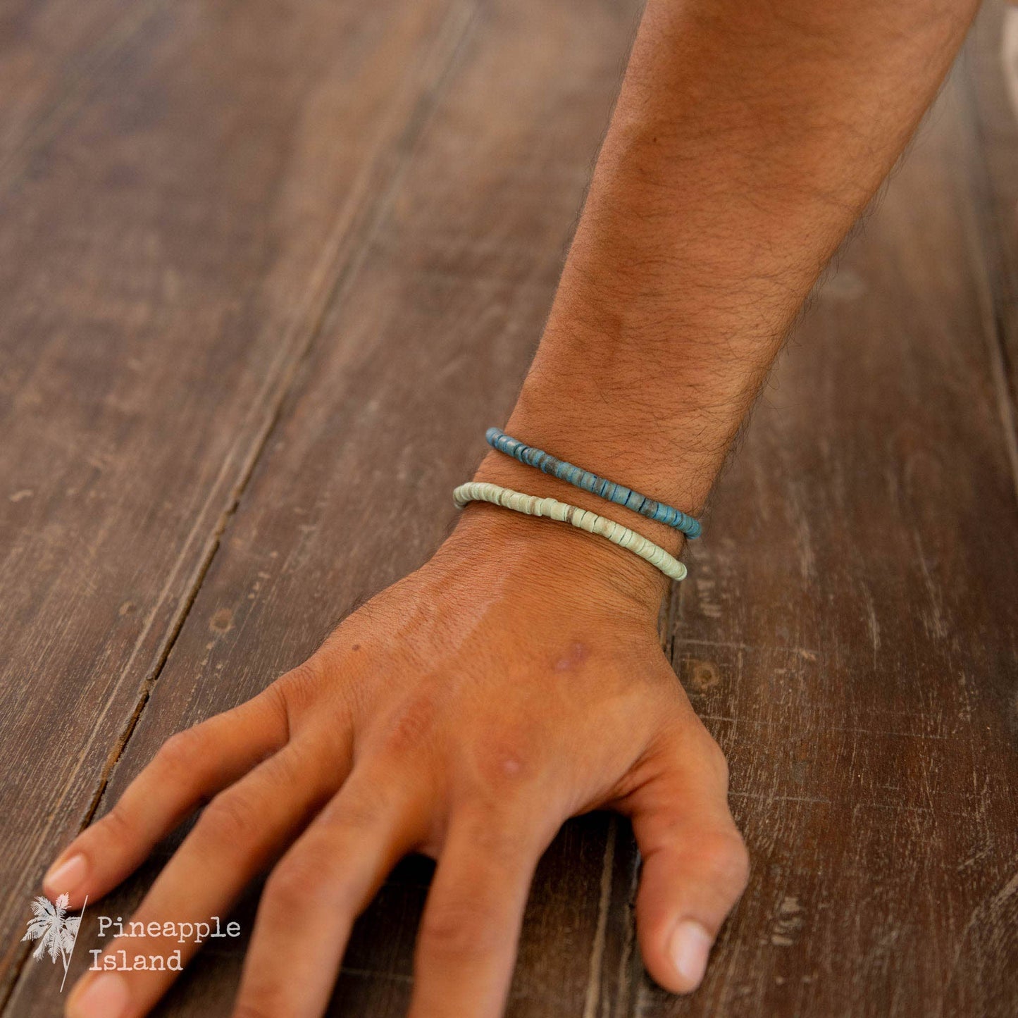 Pineapple Island - Pantai Kura-Kura Wood Bead Bracelet by Koh Surf: Blue