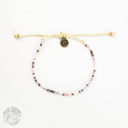 Pineapple Island -  Alila Dainty Beaded Anklet, Beach Anklet by Koh Surf: Pink