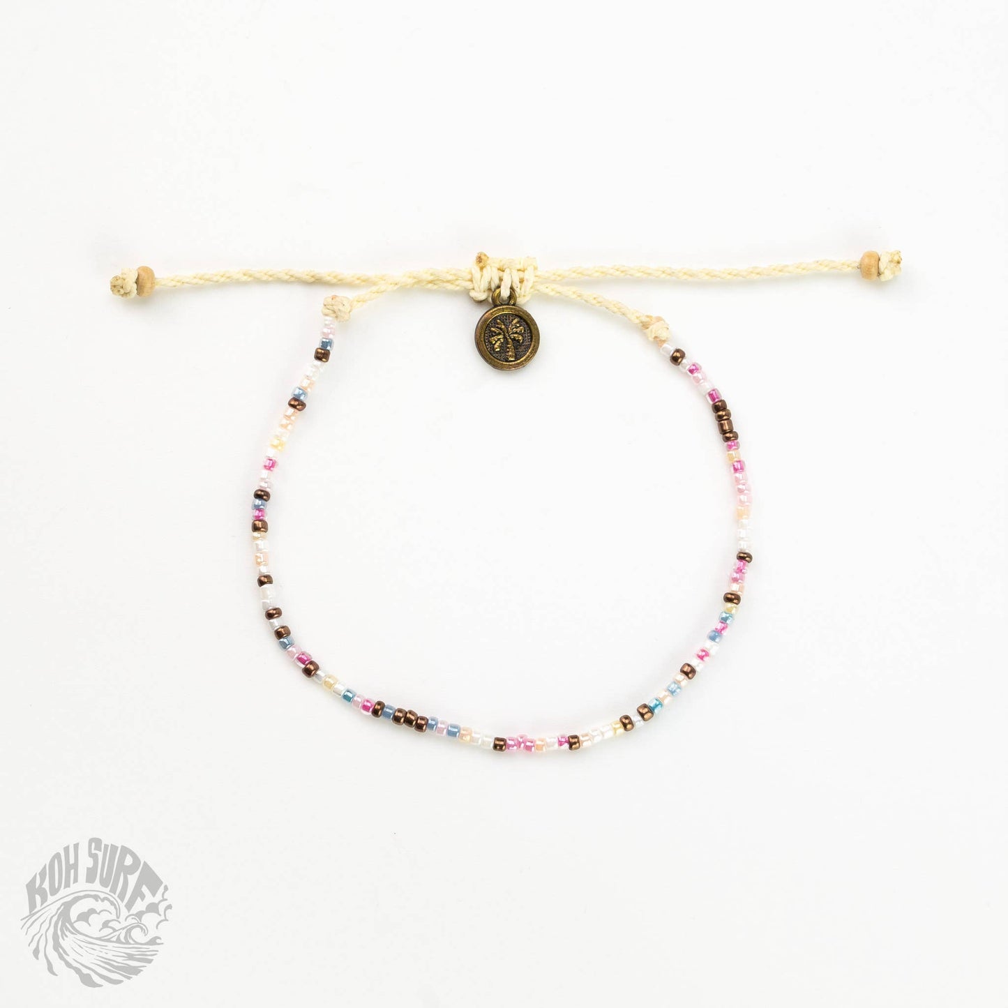 Pineapple Island -  Alila Dainty Beaded Anklet, Beach Anklet by Koh Surf: Pink Tones