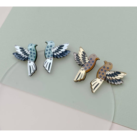 Rosa Pietsch - Hummingbird Stud Earrings Gold/Caramel
