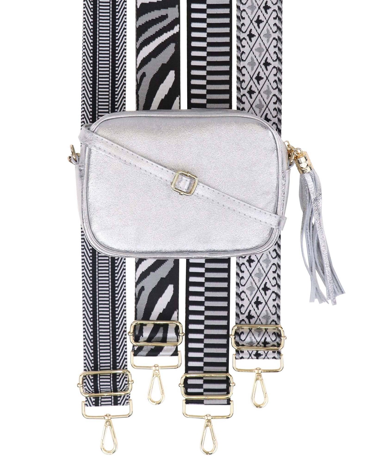 Cadenza Tassel Crossbody Leather Camera Bag: Taupe