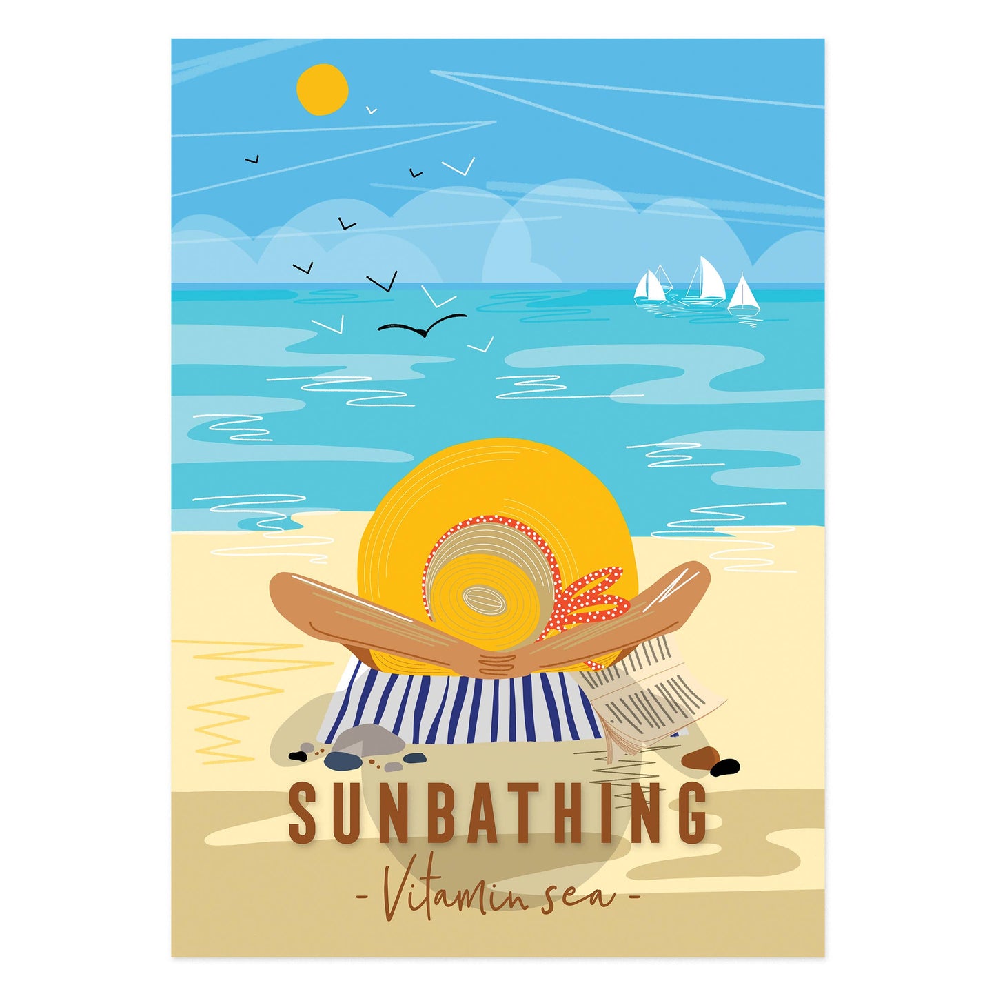 Onneke - Coastal print sunshine print seaside print sunbathing