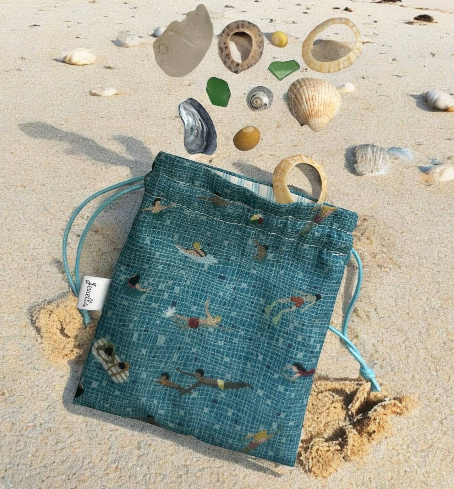 Jewells - Beach Combing Sea fabric beach collecting pouch bag 