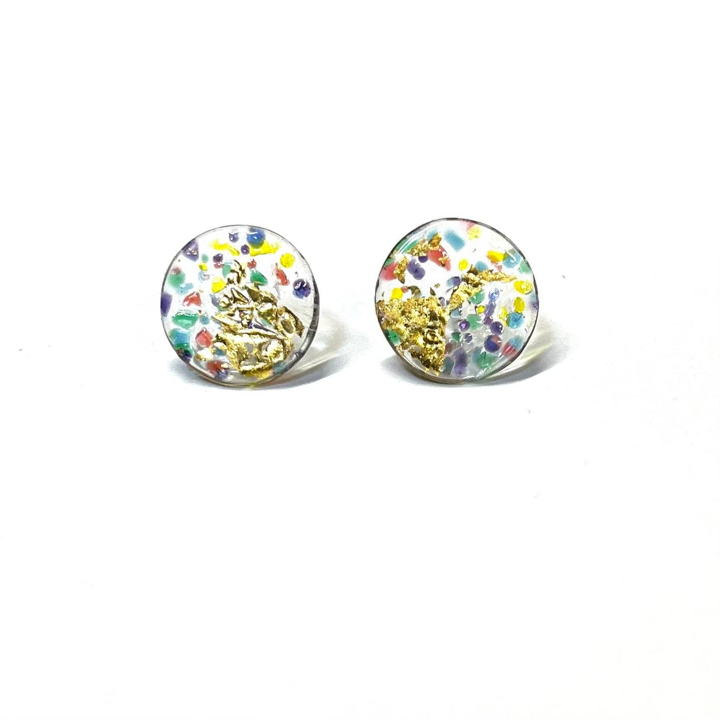 Helen Chalmers - Glass and Gold Midi Stud Earrings, Kaleidos