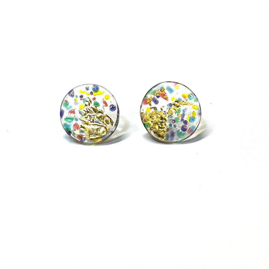 Helen Chalmers - Glass and Gold Midi Stud Earrings, Kaleidos