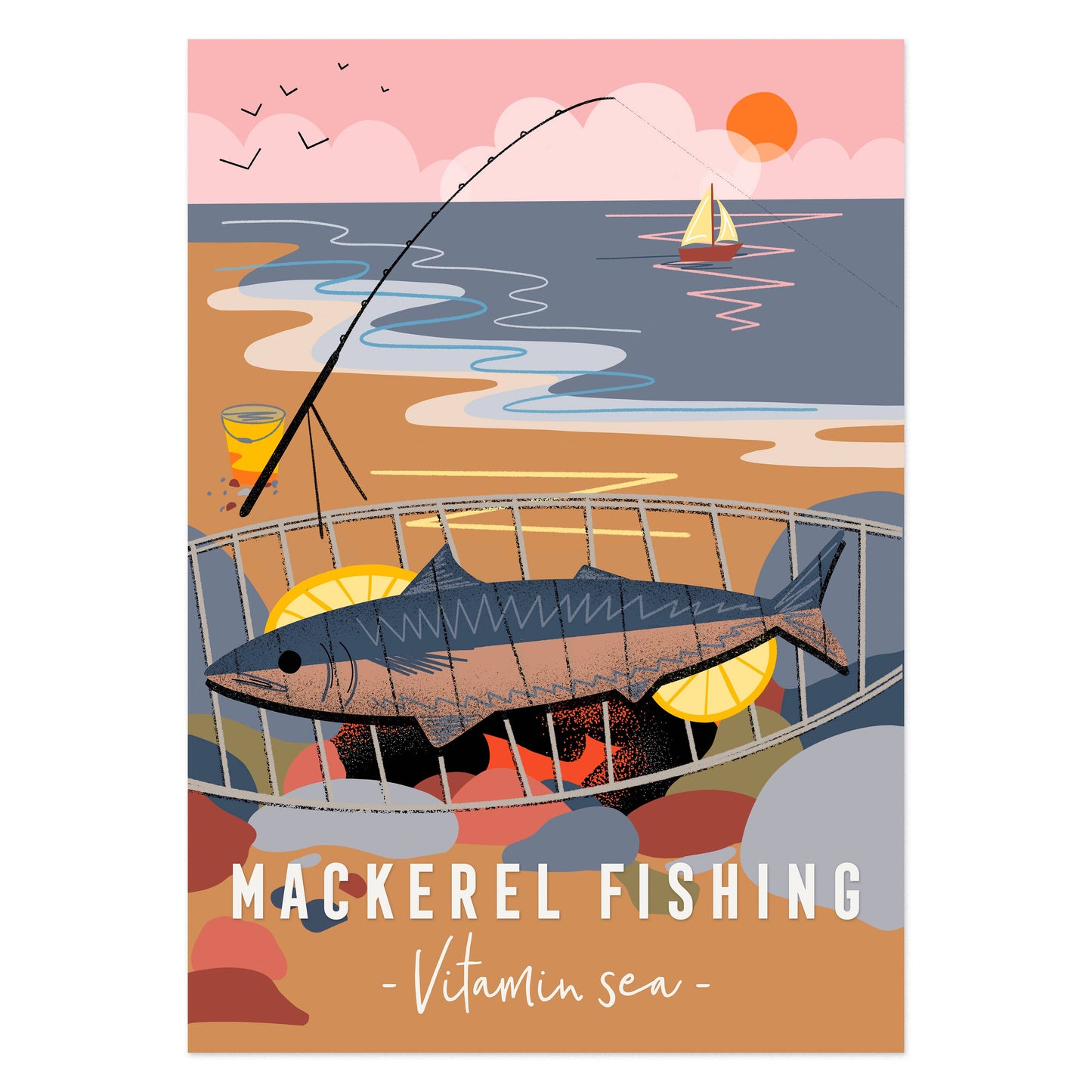 Onneke - Coastal print seaside print fishing print vitamin sea poster