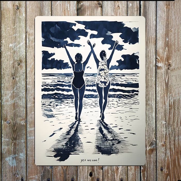 Yes We Can Swimmers Sea Nautical Metal Sign Plaque