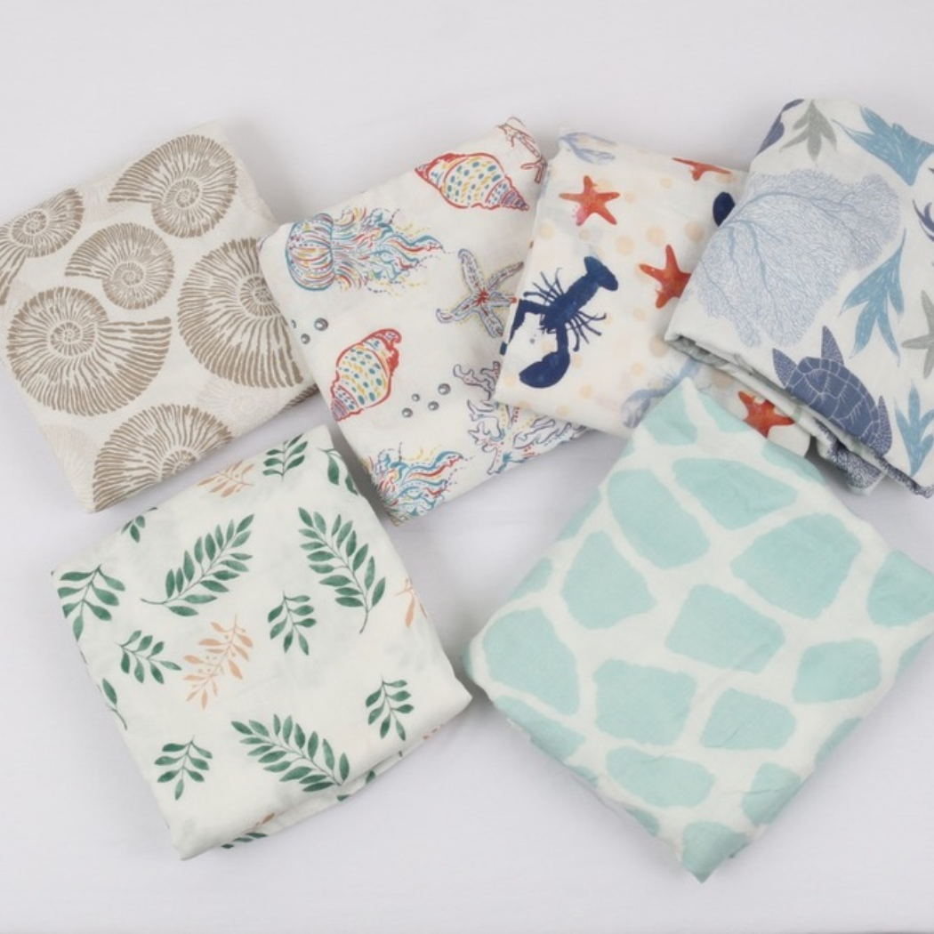 Beach Born Salcombe Ltd - Nautilus shell Extra Large Muslin / Swaddle Blanket