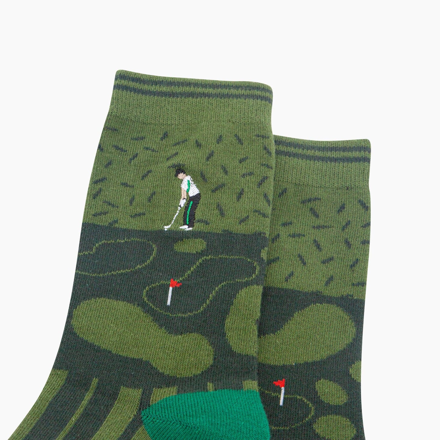 Golfer Combed Cotton Pattern Embroidered Socks in Green