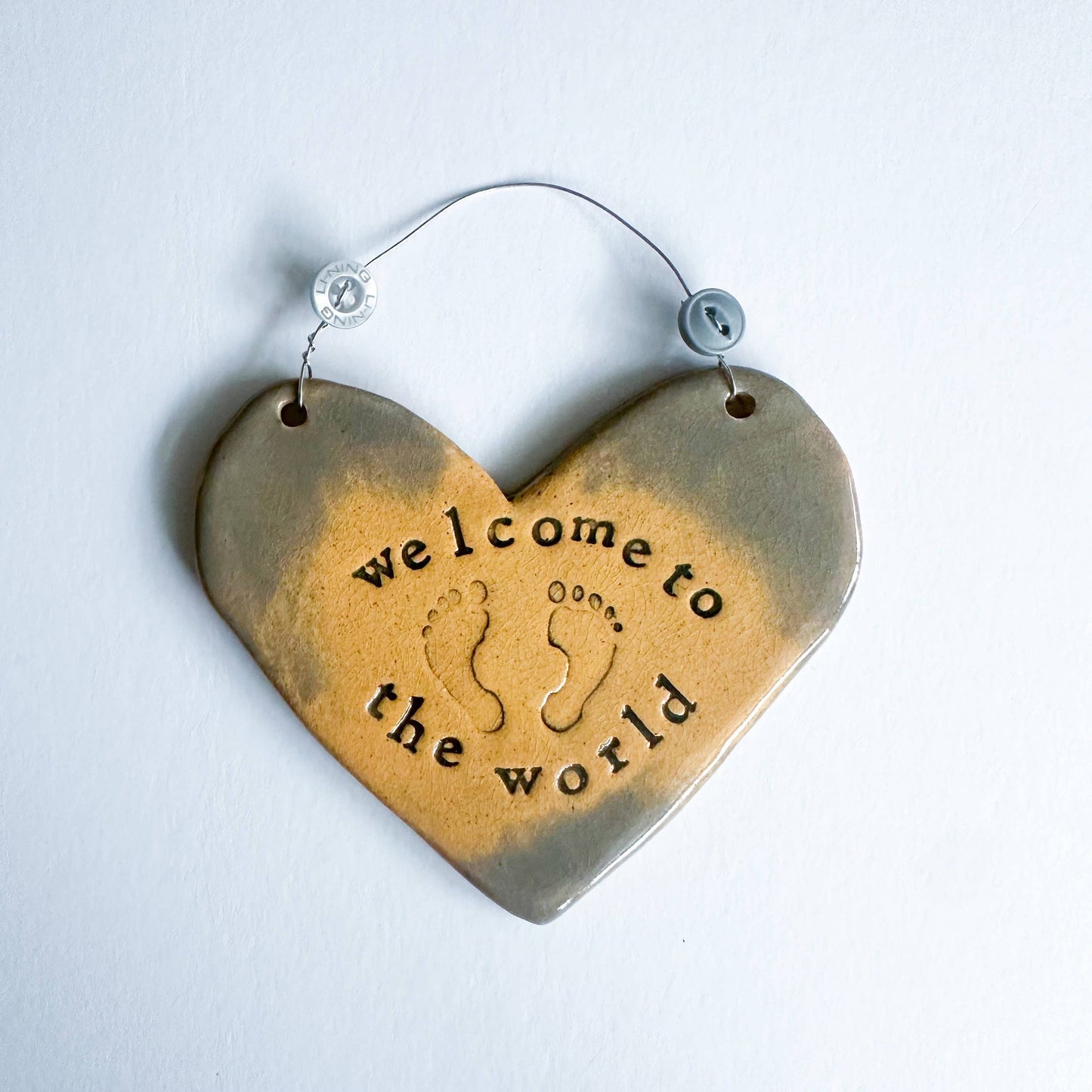 Ceramic Heart New Baby Gift Made in Wales UK