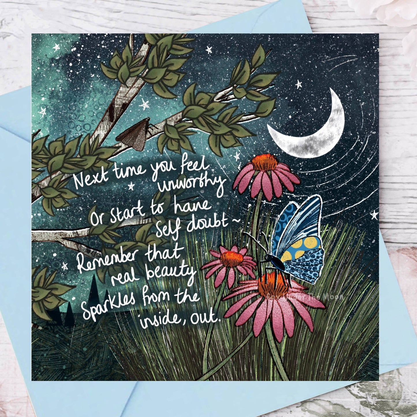 'Real Beauty' - Foiled Greeting Card by Fox Under The Moon