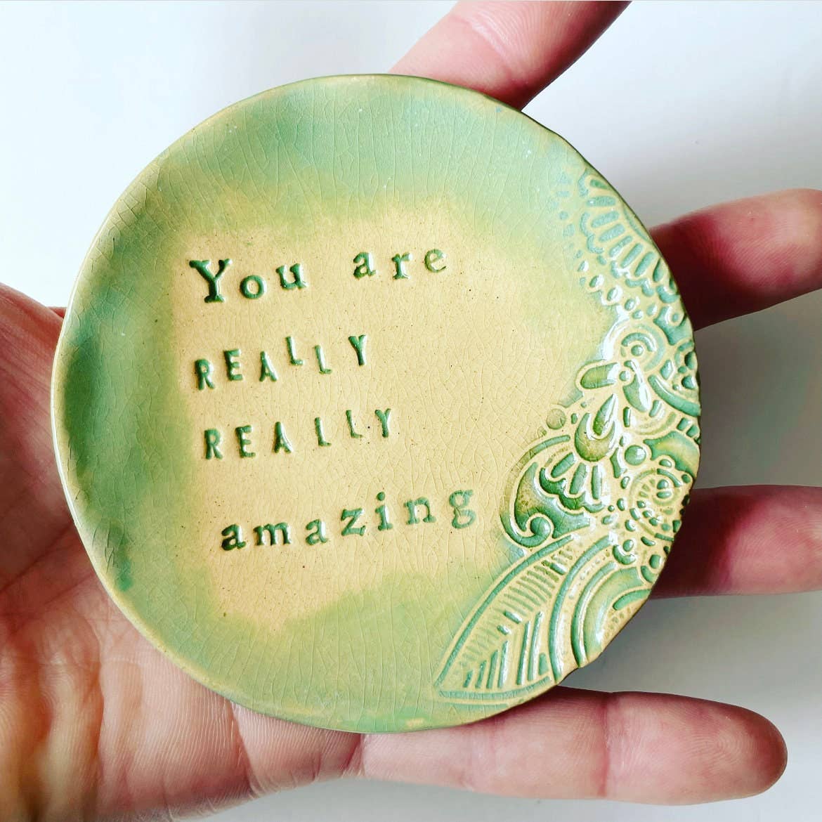 Ceramic Jewelry Dish, "You Are Amazing" Trinket Dish