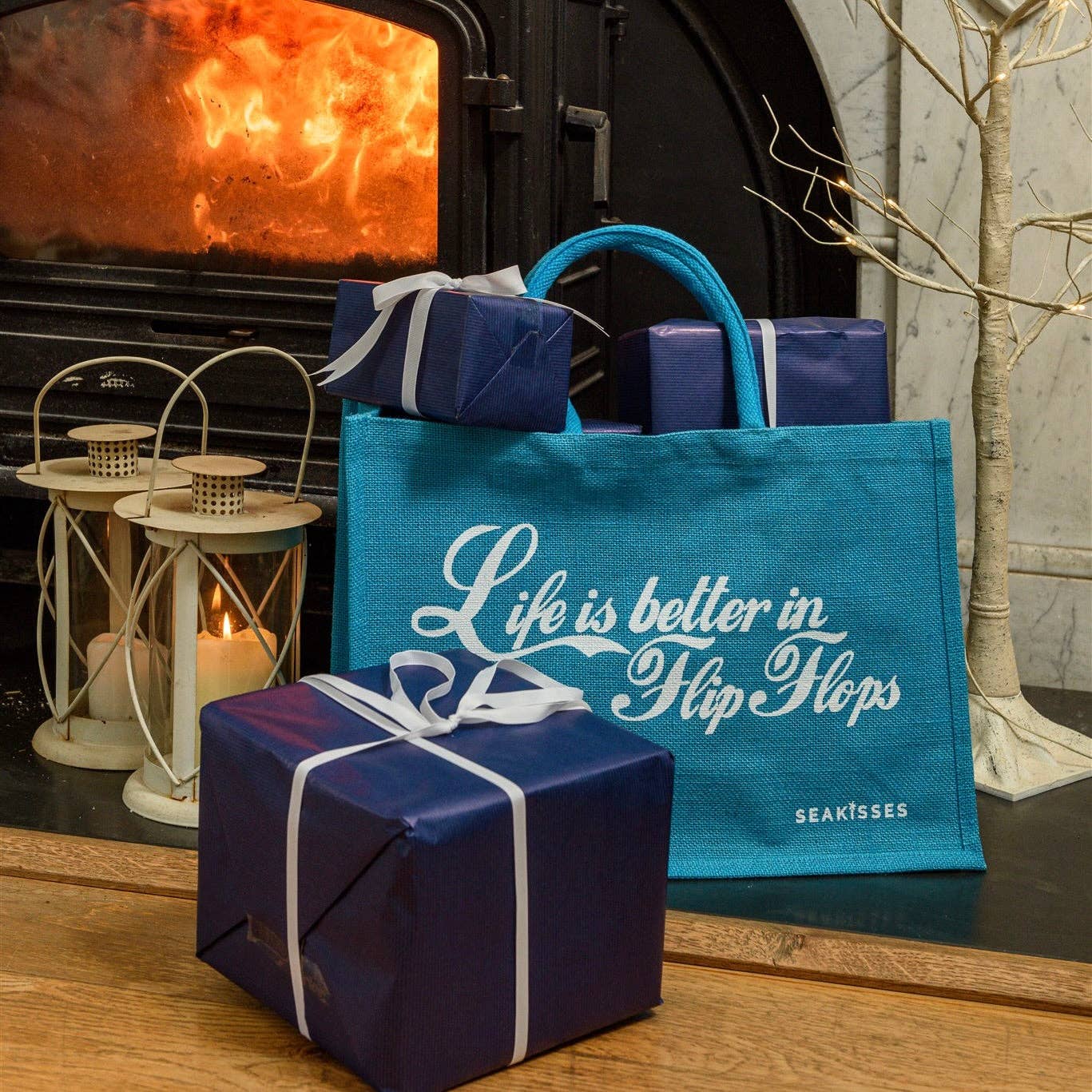 Life is Better in Flip Flops Cute Jute Bags in a Choice of Colours