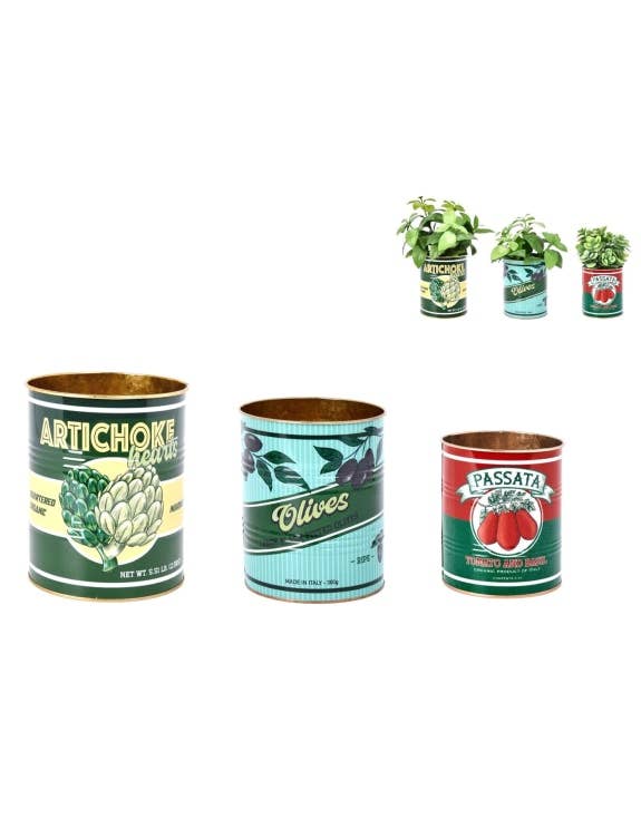 McGowan & Rutherford Ltd - Set of 3 Retro "Tomato, Olives, Passata" Storage Tins