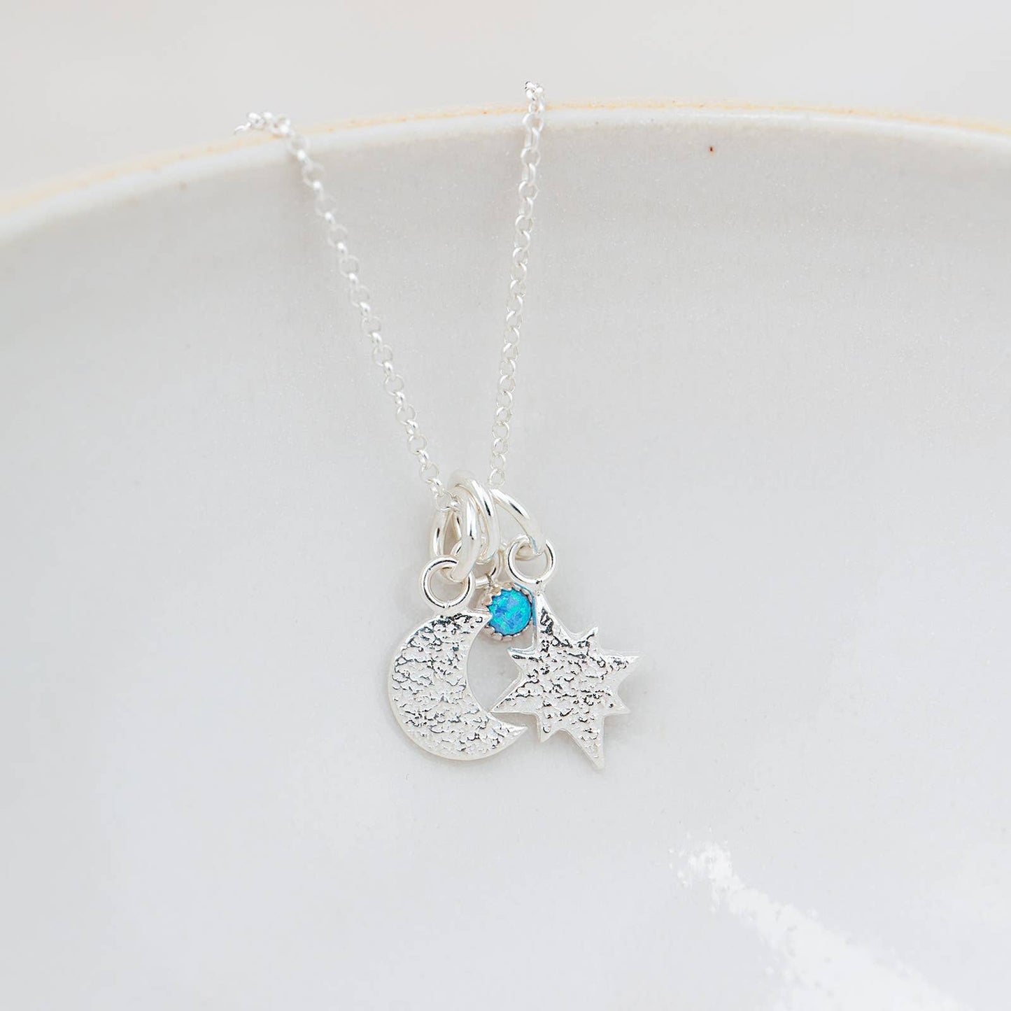 Lucy Kemp - Sterling Silver Star and Moon Gemstone Cluster Pendant