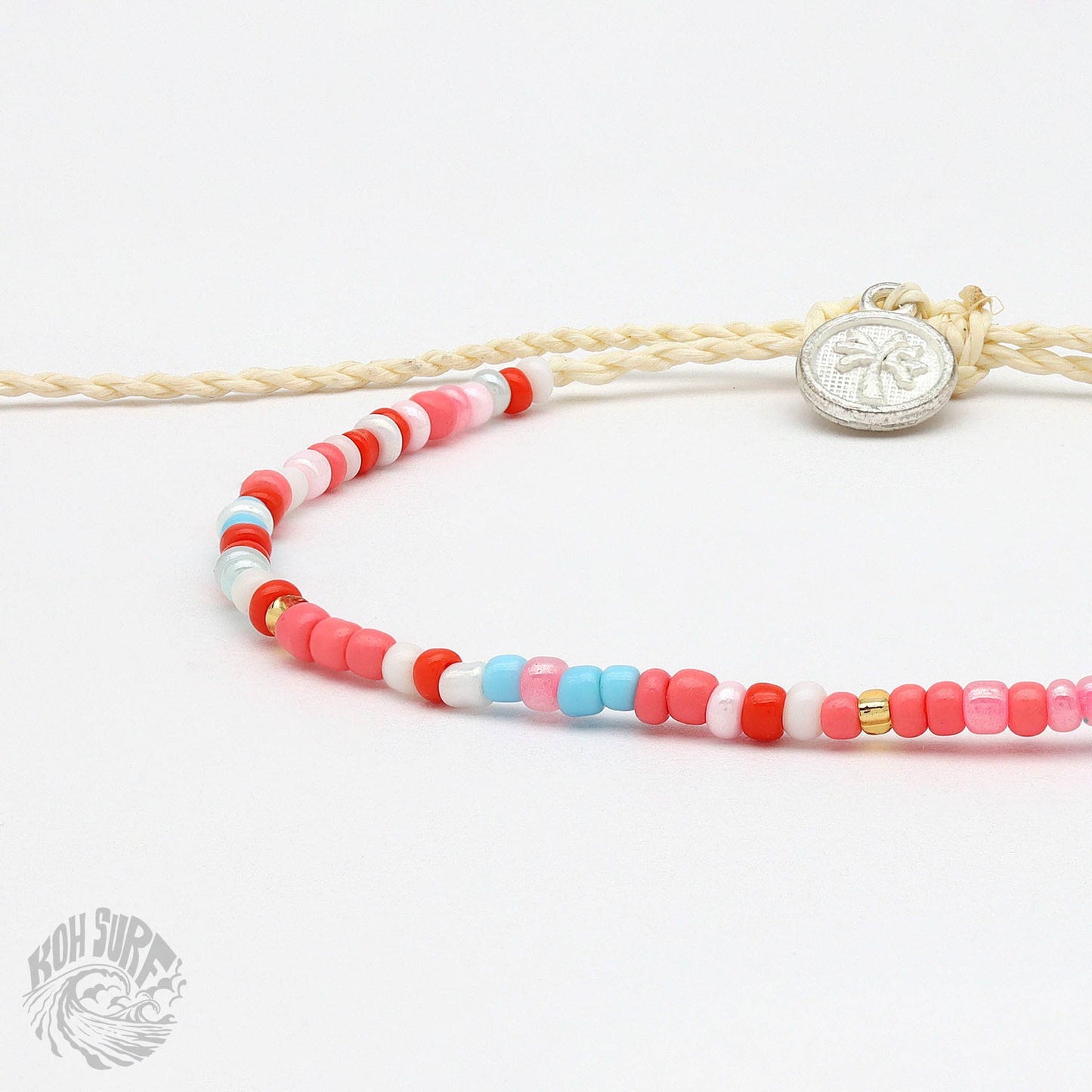 Pineapple Island -  Alila Dainty Beaded Bracelet, Surf Jewelry by Koh Surf: Pink