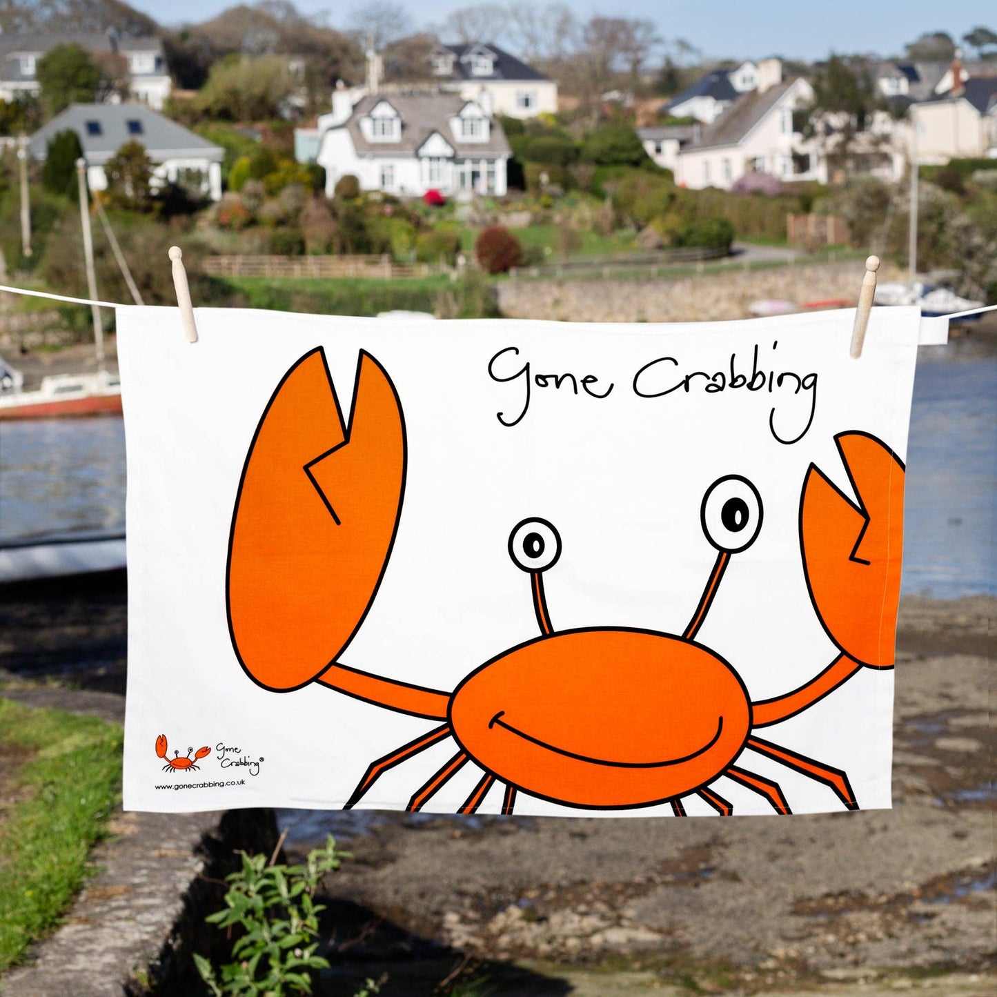 Gone Crabbing - Big Crab Tea Towel