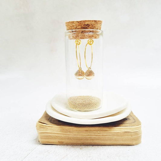 Zamsoe - Gold Plated Seashell Hoop Earrings.