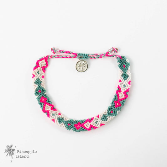 Pineapple Island - Leme Surf Bracelet, Braided Bracelet, by Pineapple Island : Aqua and Pink