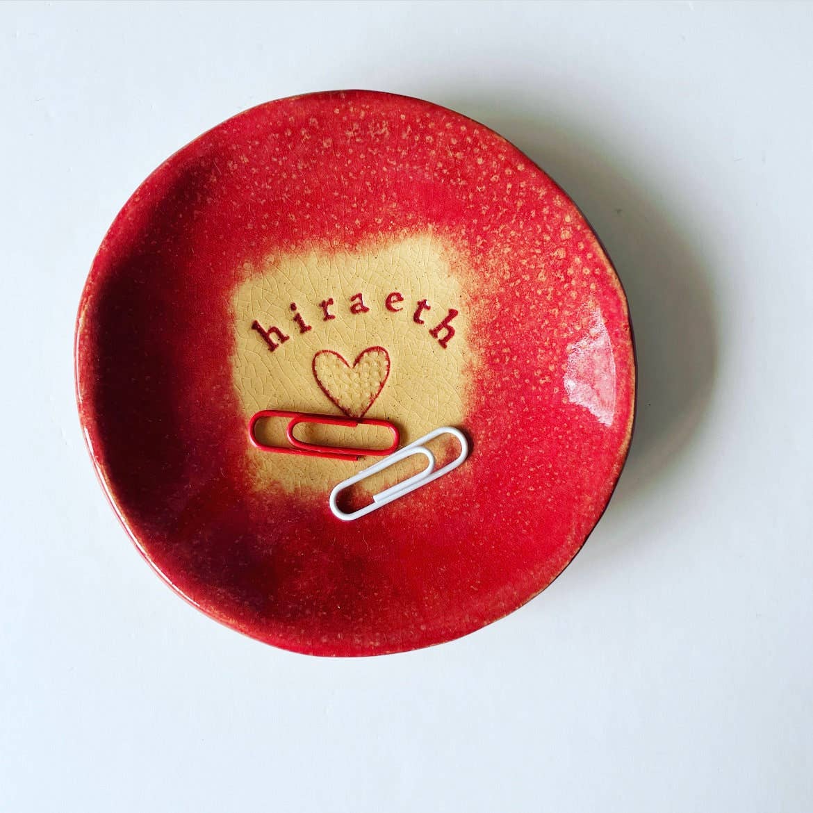Hiraeth Ceramic Trinket Dish: Welsh Home Longing, Red Glaze