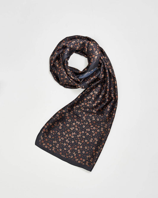 FABLE Deco Blooms Silky Lightweight Black Scarf