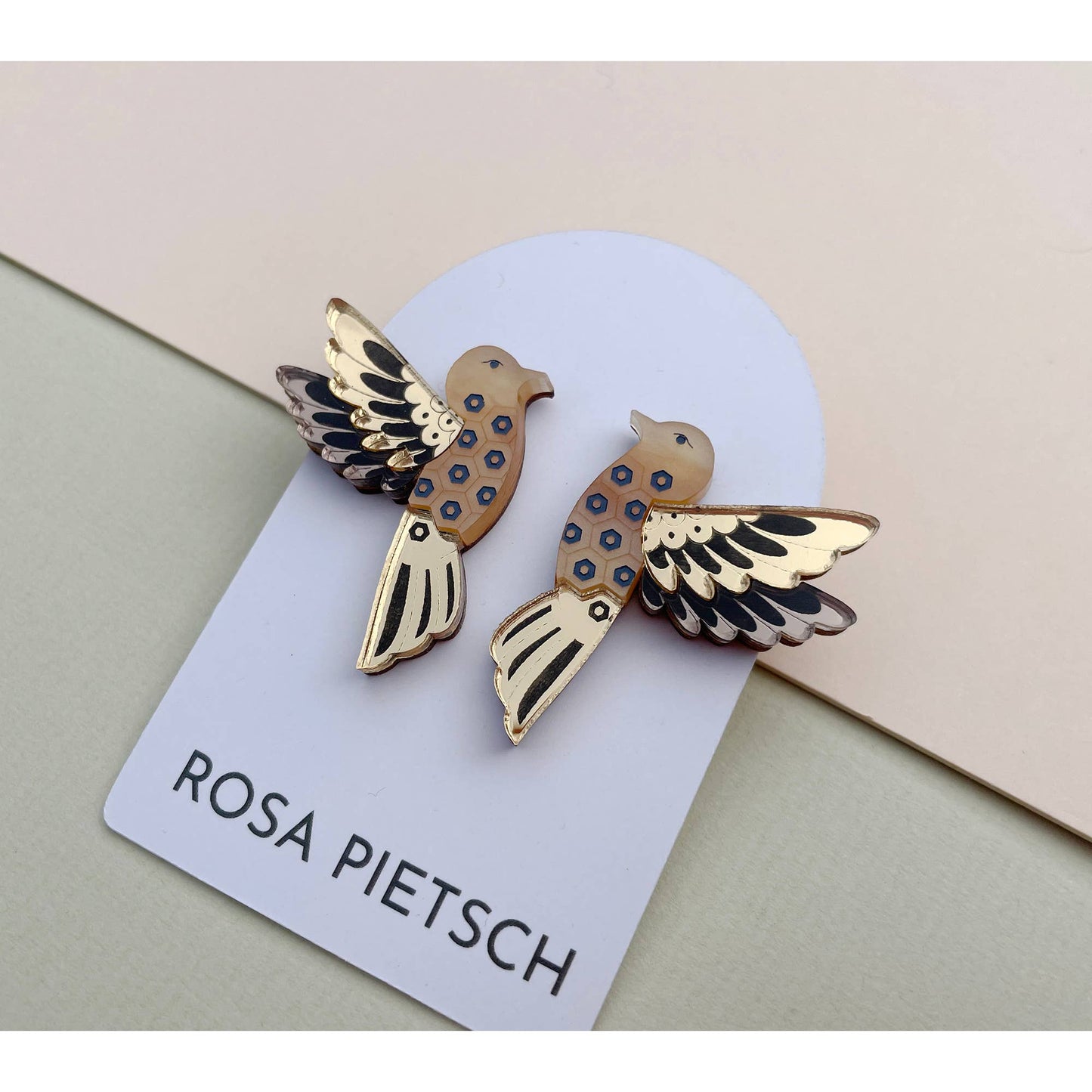 Rosa Pietsch - Hummingbird Stud Earrings Gold/Caramel