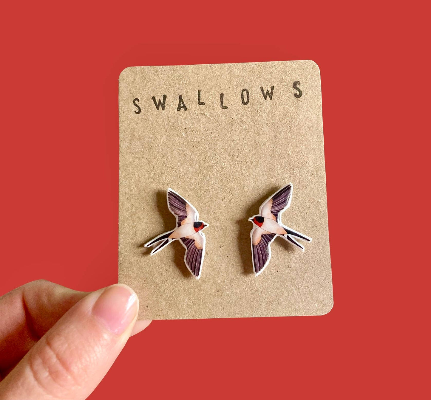 RatBeanCat - Little Swallow bird earrings 