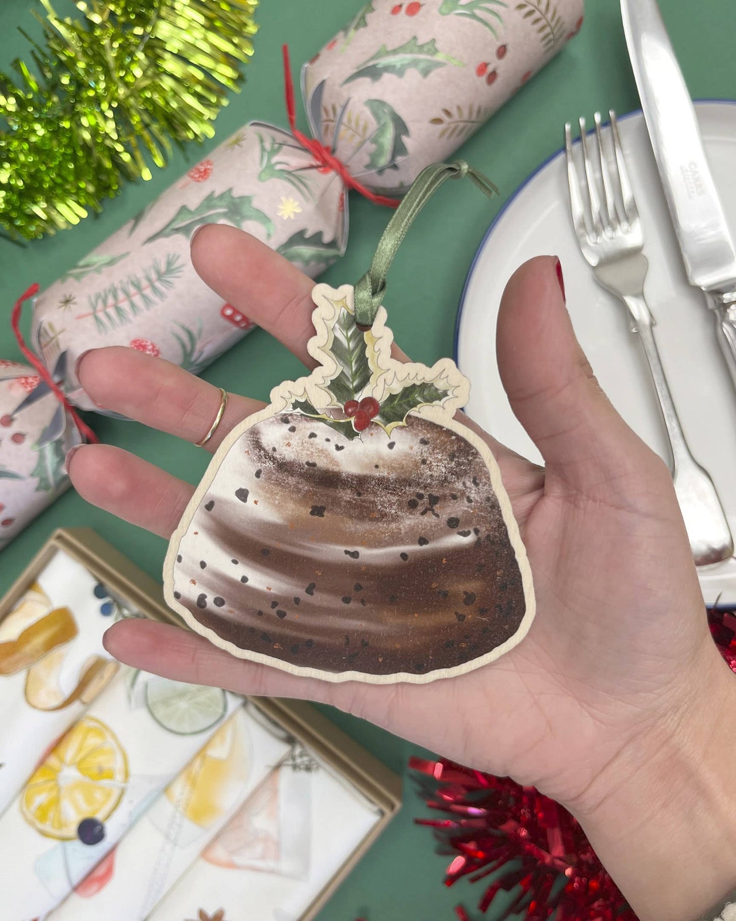 Christmas Pudding Wooden Christmas Ornament