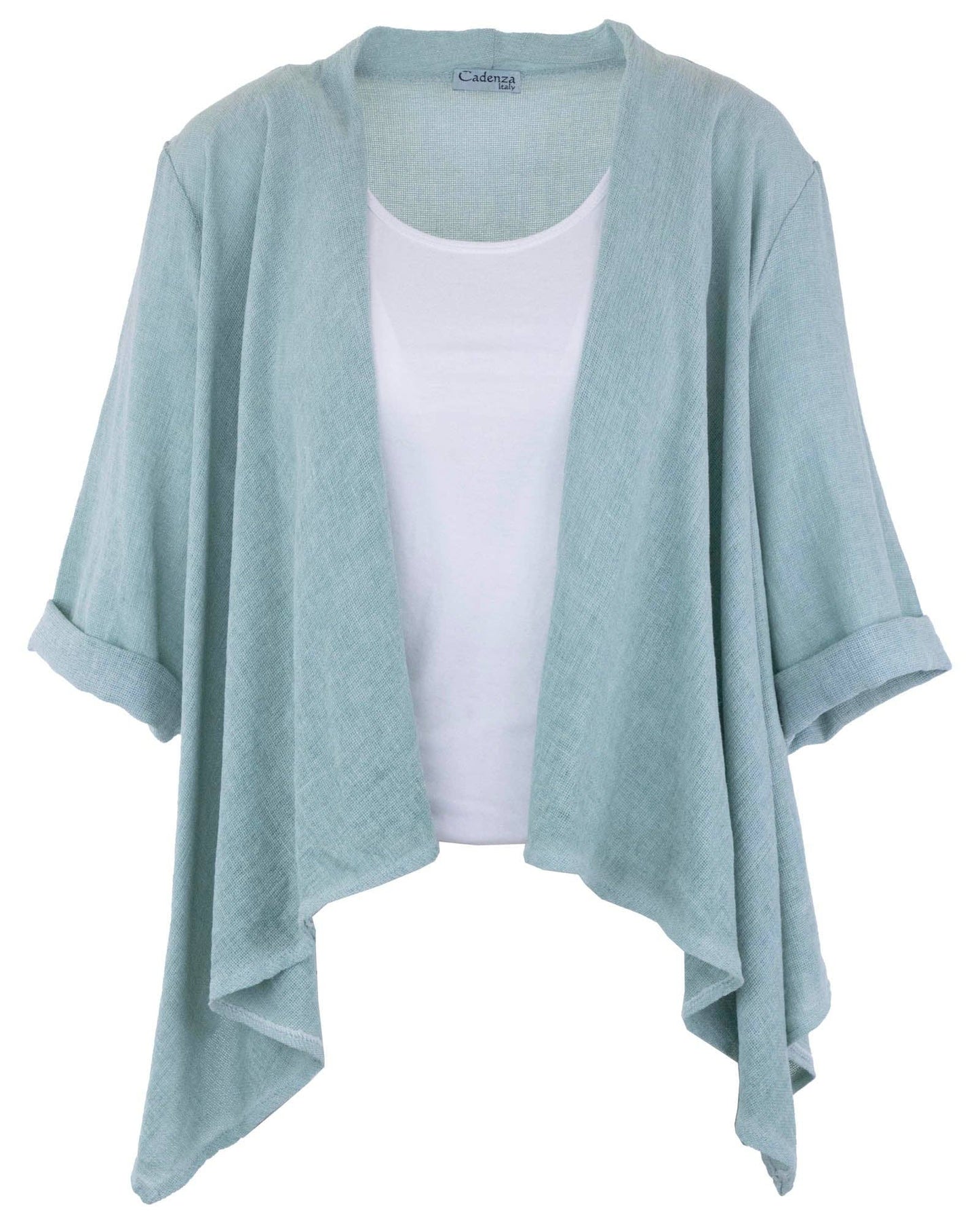 Cadenza Linen and Cotton Blend Waterfall Front Cardi: One Size