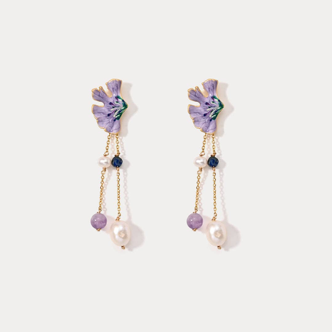 Verdivine - Ginkgo Leaf Dangling Earrings