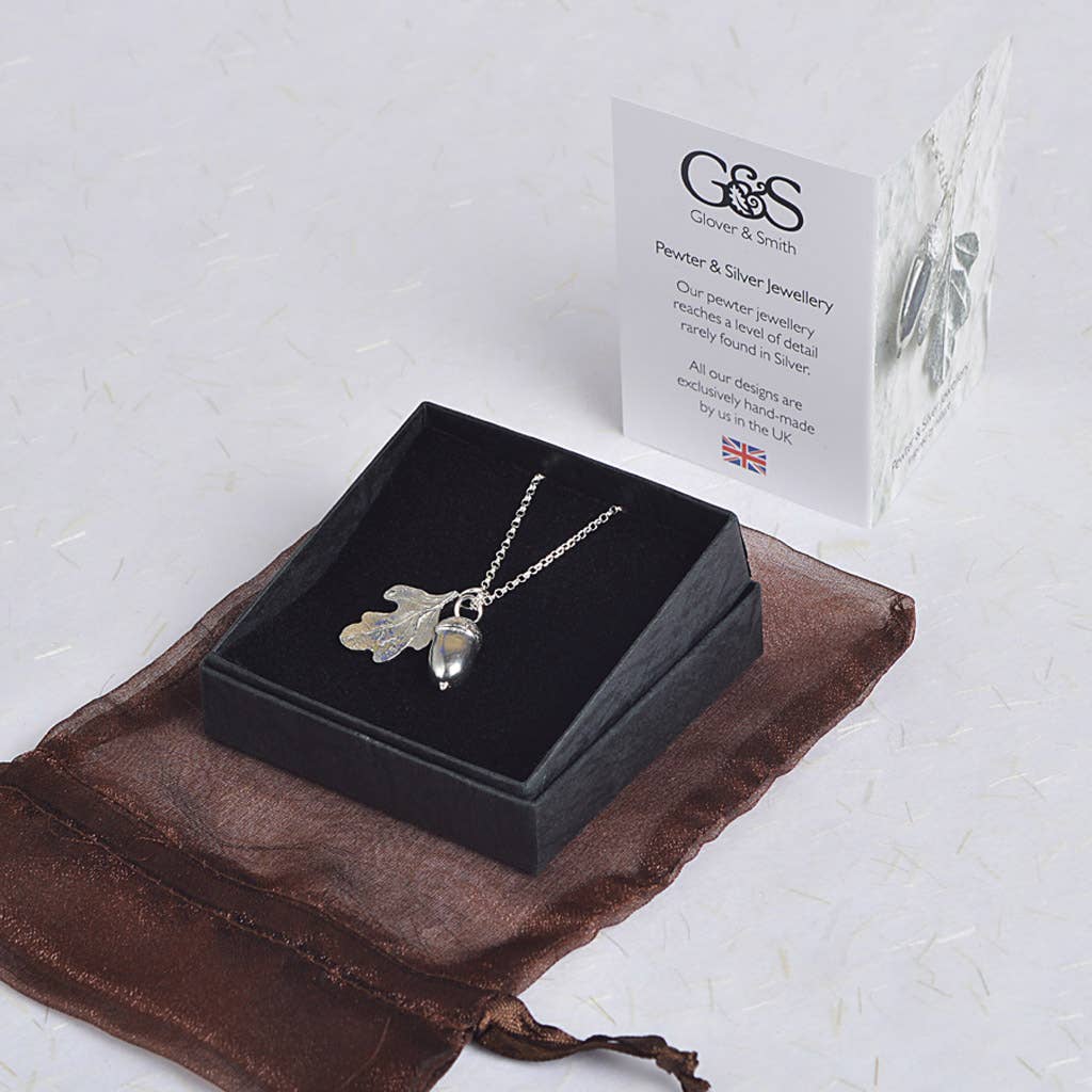 Acorn & Oak Leaf Necklace, English Pewter Jewellery
