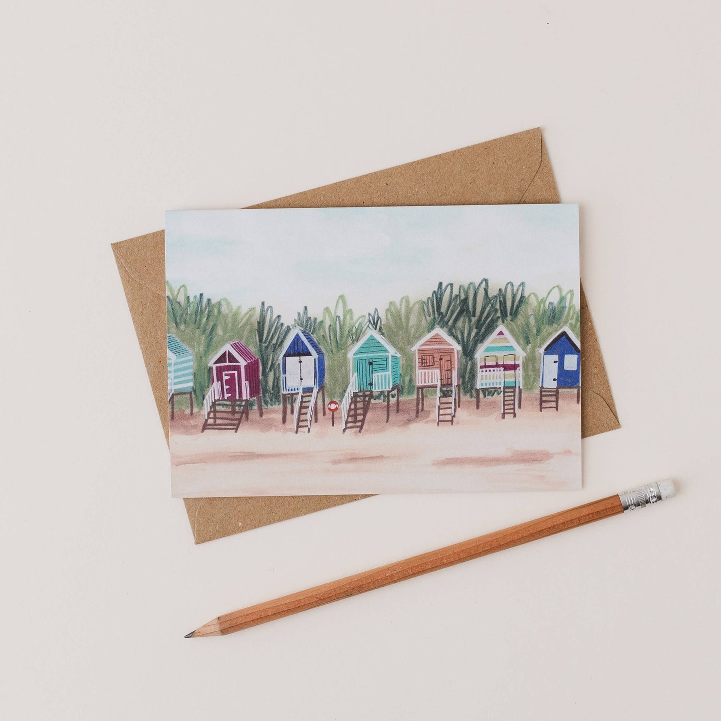 Landscape Card - Beach Huts in Wells-Next-The-Sea, Norfolk