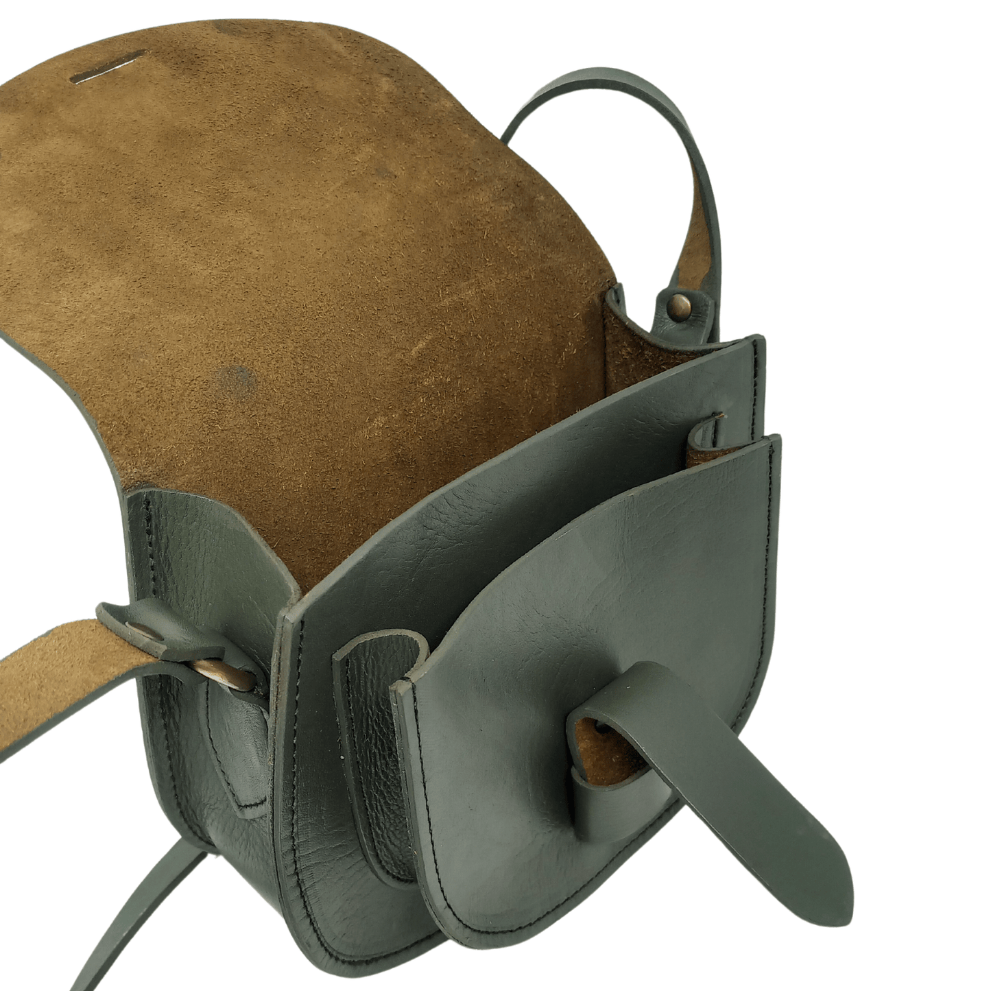 Maya Olive Green  Leather Saddle Bag – Handmade Full-Grain Crossbody