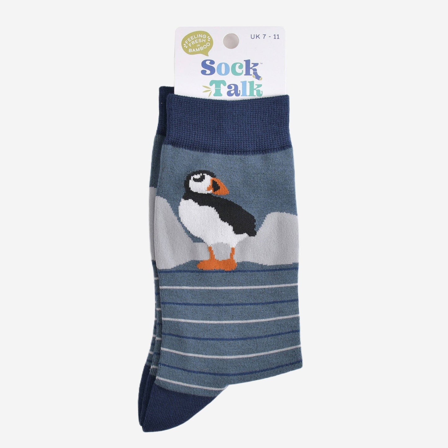 Men's Bamboo Socks - Teal, Puffin Stripe